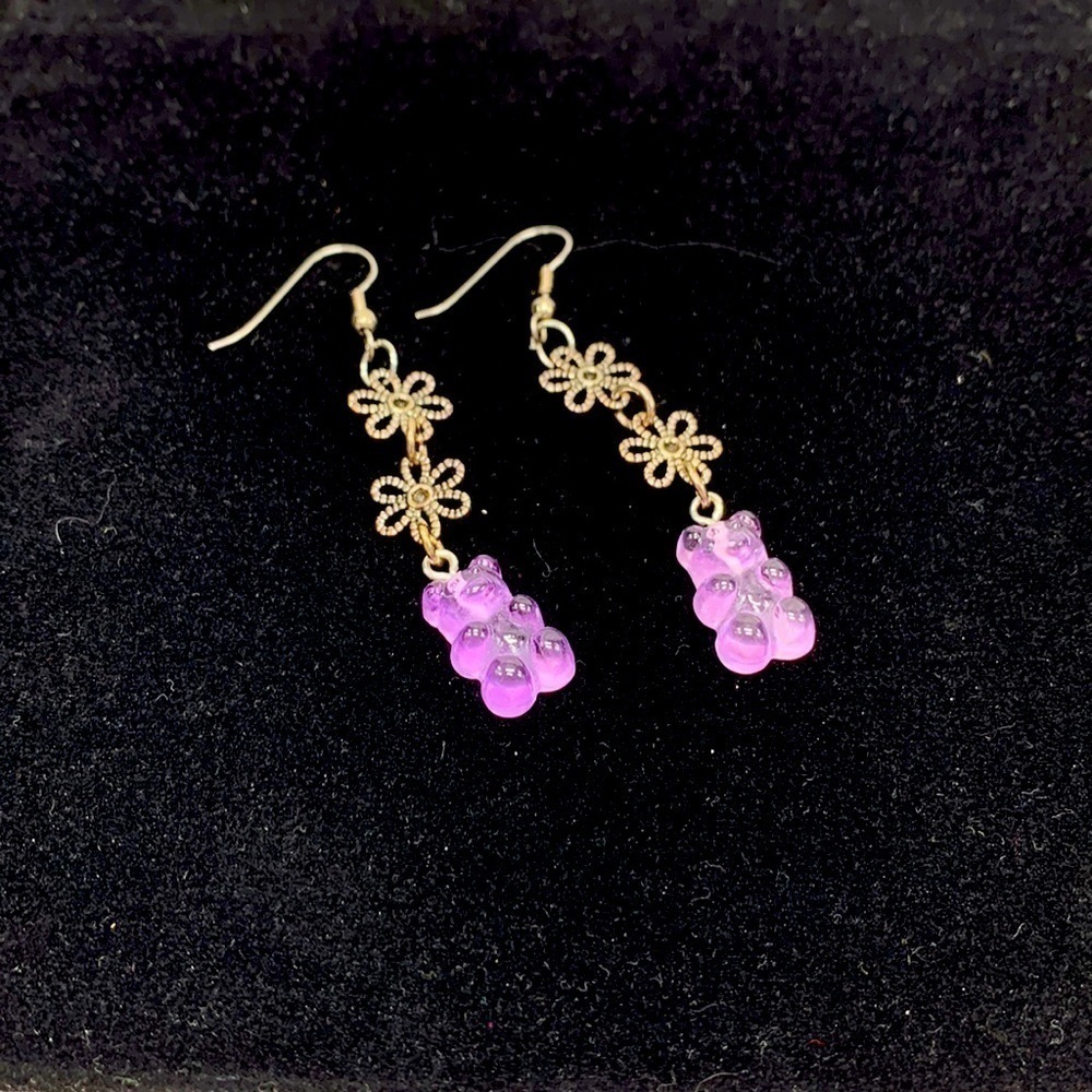 Purple Gummy Bear Earrings